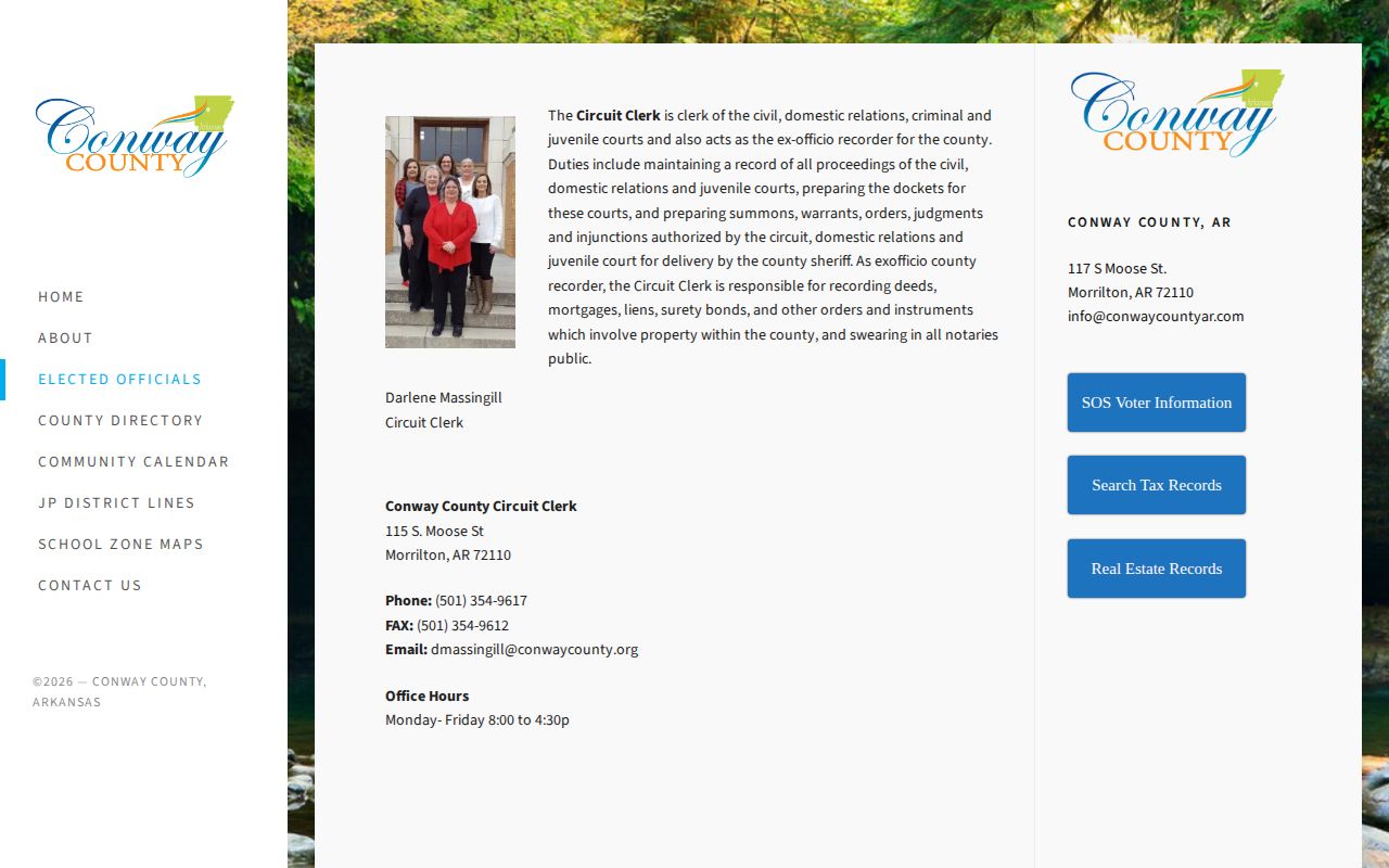 Conway County Circuit Clerk official warrant and felony record contact
